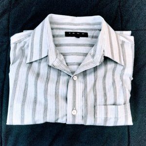 large blue, black, white and gray button-down Yango Active Wear dress shirt